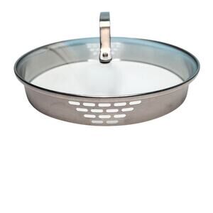 Calphalon Tempered Glass Stainless Pot Strainer Lid 8 1/2” Inside 9 1/4” Outside